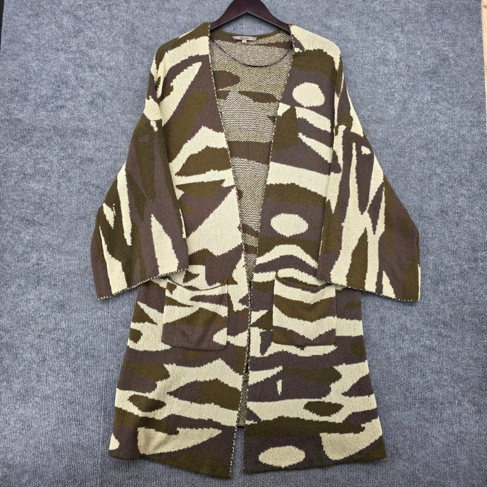 Miss Me Womens Large Camo Abstract Open Front Longline Cardigan Sweater MDJ409L
